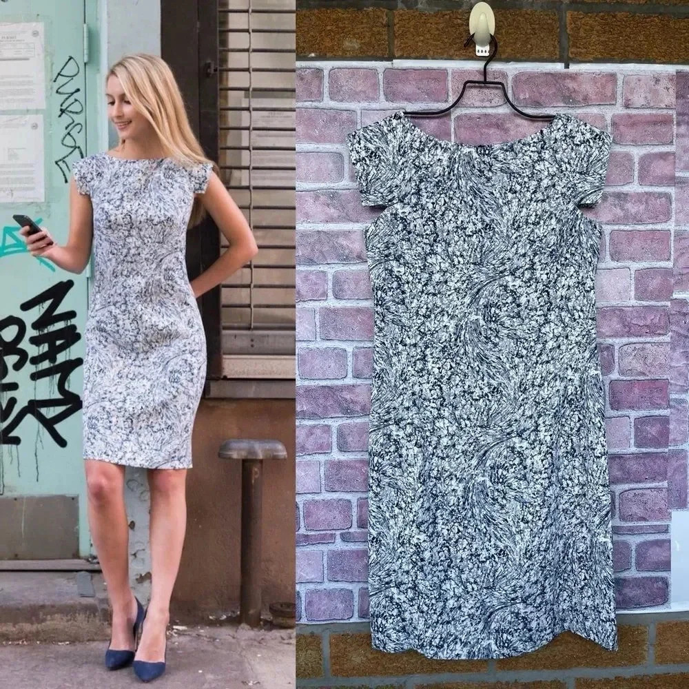 M.M.LaFleur Sarah 4.0 Dress in Indigo Marble size 8